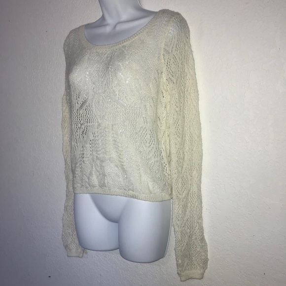 Frenchi Crop Open Weave Sweater M - Picture 4 of 6